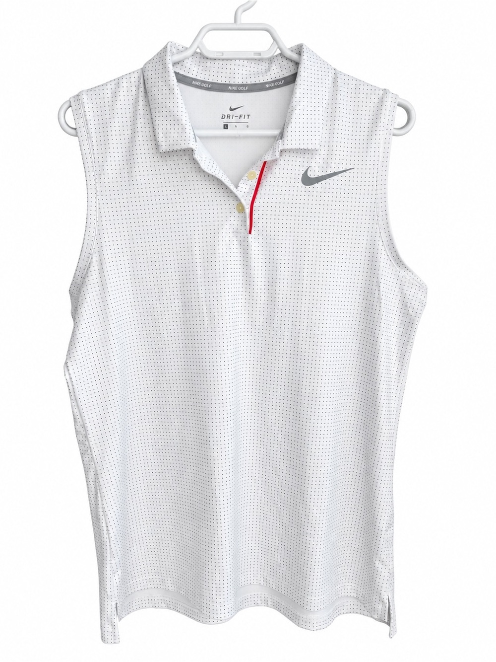 Nike Golf Dri-FIT Sleeveless Polo White Grey Polka Dot Women’s Large